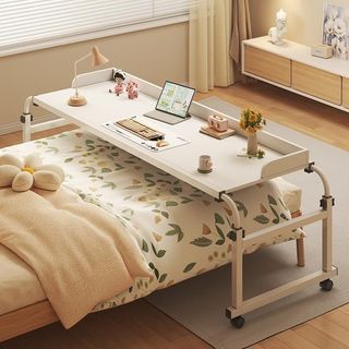 Bàn Làm Việc BUNA Trên Giường Có Bánh Xe Kích Thước 120x40cm,Bàn ngồi bệt rộng 120-210cm,cao 65-95cm