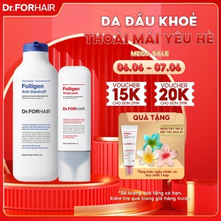 Bộ gội xả dưỡng tóc giảm gàu ngứa và hỗ trợ mọc tóc Dr.FORHAIR Folligen Anti-Dandruff Shampoo x Scalp Pack