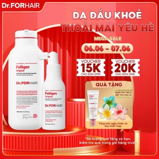 Combo gội dưỡng hỗ trợ mọc tóc giảm rụng tóc nuôi dưỡng da đầu Dr.FORHAIR Original Shampoo x Tonic Original