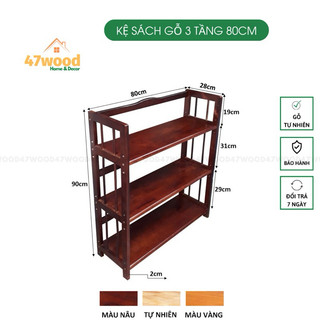 Kệ sách gỗ 3 tầng rộng 80cm - Kệ gỗ đa năng 3 tầng rộng 80cm