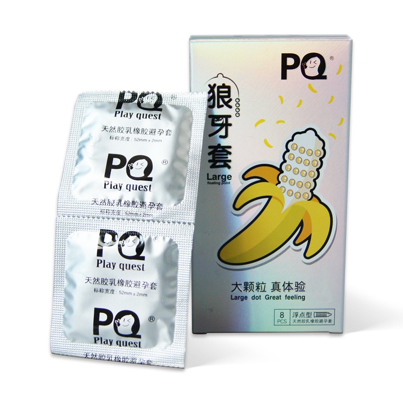 Bao cao su gai PQ hộp 8 cái, bcs gai siêu mỏng, bcs có gai kéo dài quan hệ