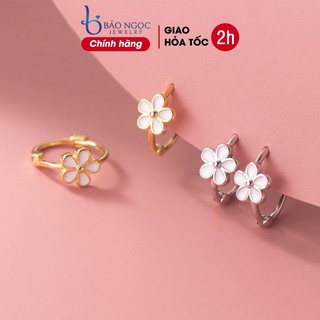 Bông tai bạc nữ S925 thiết kế bông hoa 5 cánh xinh xắn phong cách nữ tính dịu dàng - B2706
