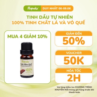 Tinh Dầu Quế Tự Nhiên Hapaku Phòng Ho, Cảm Lạnh, Giúp Thư Giãn, Giảm Căng Thẳng 10ml