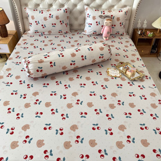 Mẫu Cherry. Bộ ga giường thun Latico siêu lạnh Lụa (áo gối ôm khoá kéo)