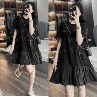 [Hàng 3 Size]: Váy Umi Xốp Thiết Kế Đính Hoa Nổi Chân Phối Bèo Siêu Đáng Yêu (Ảnh Thật Trải Sàn) Lollaye