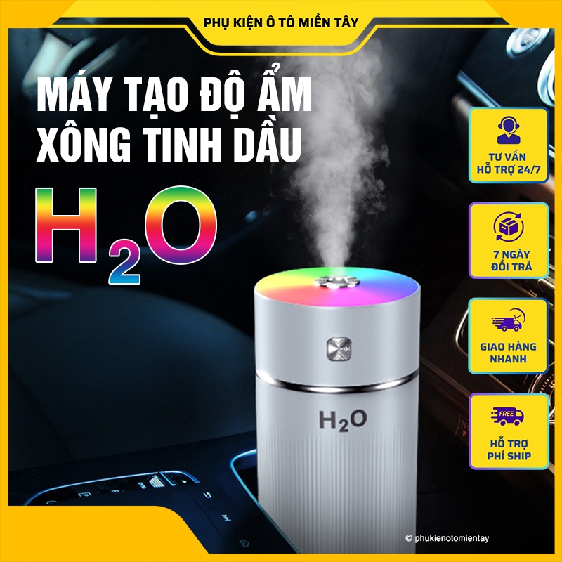 Máy Tạo Độ Ẩm, Xông Tinh Dầu, Khuếch Tán Hương Thơm, Khử Mùi Ô tô, Kèm Đèn Led RGB
