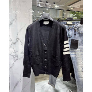 ⚡️ hàng có sẵn!! áo khoác len cardigan th,om bar - họa 4 vạch trắng dệt kim sang trọng - tb nam nữ