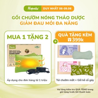 Gối Chườm Nóng Thảo Dược Hapaku Làm Nóng Bằng Điện - Giảm Đau Cổ Vai Gáy, Chườm Bụng Sau Sinh Size 38 x 23 x 4.5cm
