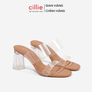 Guốc mika gót trong Cillie mũi vuông cao 5cm, 8cm cao gót nữ Gu05