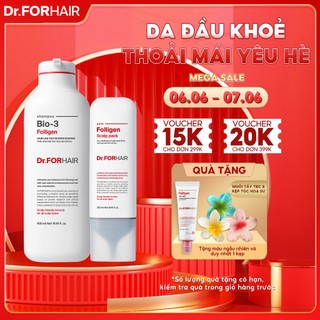 Bộ gội xả ngăn ngừa rụng tóc chuyên sâu Dr.FORHAIR Folligen BIO-3 Shampoo x Folligen Scalp Pack