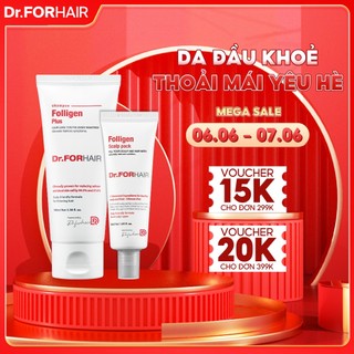 Bộ gội xả dưỡng Mini giúp GIẢM RỤNG TÓC, chăm sóc tóc chắc khỏe từ bên trong của Dr.FORHAIR Folligen Plus x Scalp Pack