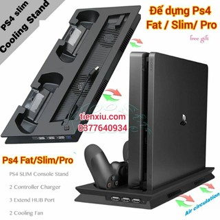 đế dựng tản nhiệt ps4 Fat ps4 slim ps4 pro đủ đời dùng chung có quạt làm mát sạc tay cầm tản nhiệt kiêm giá đỡ