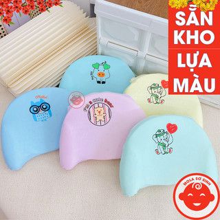 Gối cao su non cho bé sơ sinh MÀU TRƠN êm mềm chống méo đầu, bẹt đầu G16