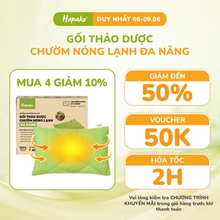 Gối Thảo Dược Chườm Nóng Hapaku, Chườm Cổ Vai Gáy, Giảm Đau Bụng Kinh - Size Vừa