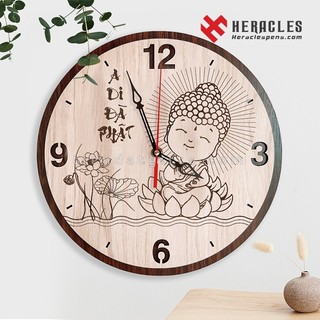 Đồng hồ gỗ treo tường Khắc hình phật – Đông hồ gỗ in Khắc tên, chữ, logo, hình ảnh làm quà tặng đại hội doanh nghiệp