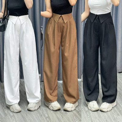 Quần Suông Bigsize Nữ Ống Rộng Cạp Cao Bigsize Cô Nhỏ QCAP V