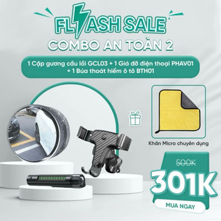 Combo 3 món tiện lợi UHERO gồm 1 cặp gương cầu lồi + 1 giá đỡ điện thoại  + 1 dụng cụ thoát hiểm ô tô 4 trong 1