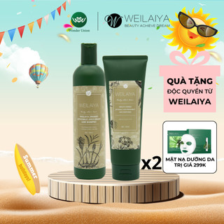 Combo 2 Cặp dầu gội đầu và dầu xả tóc thảo dược Weilaiya gừng hà thủ ô giúp dưỡng, đen và kích thích mọc tóc