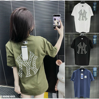 ⚡HÀNG XUẤT DƯ⚡ Áo Thun Nam Nữ Tay Lỡ MLB LOGO Thêu In Chữ NY To Sau Lưng Chất COTTON 2 Chiều Thoáng Mát