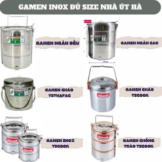 Camen/Gà men/Gamen/ Gàu Mên inox 2 ngăn, 3 ngăn, 4 ngăn, chống trào đựng thức ăn, đựng cháo, đựng cơm
