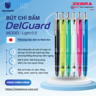 Viết Chì bấm không gãy Zebra Delguard Light 0.5mm [Chính hãng]