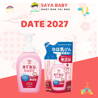 Chai dung dịch Nước Rửa Bình Sữa ARAU BABY nội địa Nhật Bản túi 450ml/ chai 500ml (Date 2027) cho bé