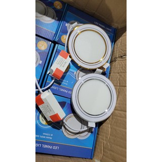 Đèn led âm trần siêu mỏng 9w 3 mầu viền vàng, viền bạc bảo hành 2 năm