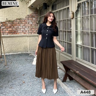 Áo kiểu nữ cổ nơ chít eo tay phồng bemine a448