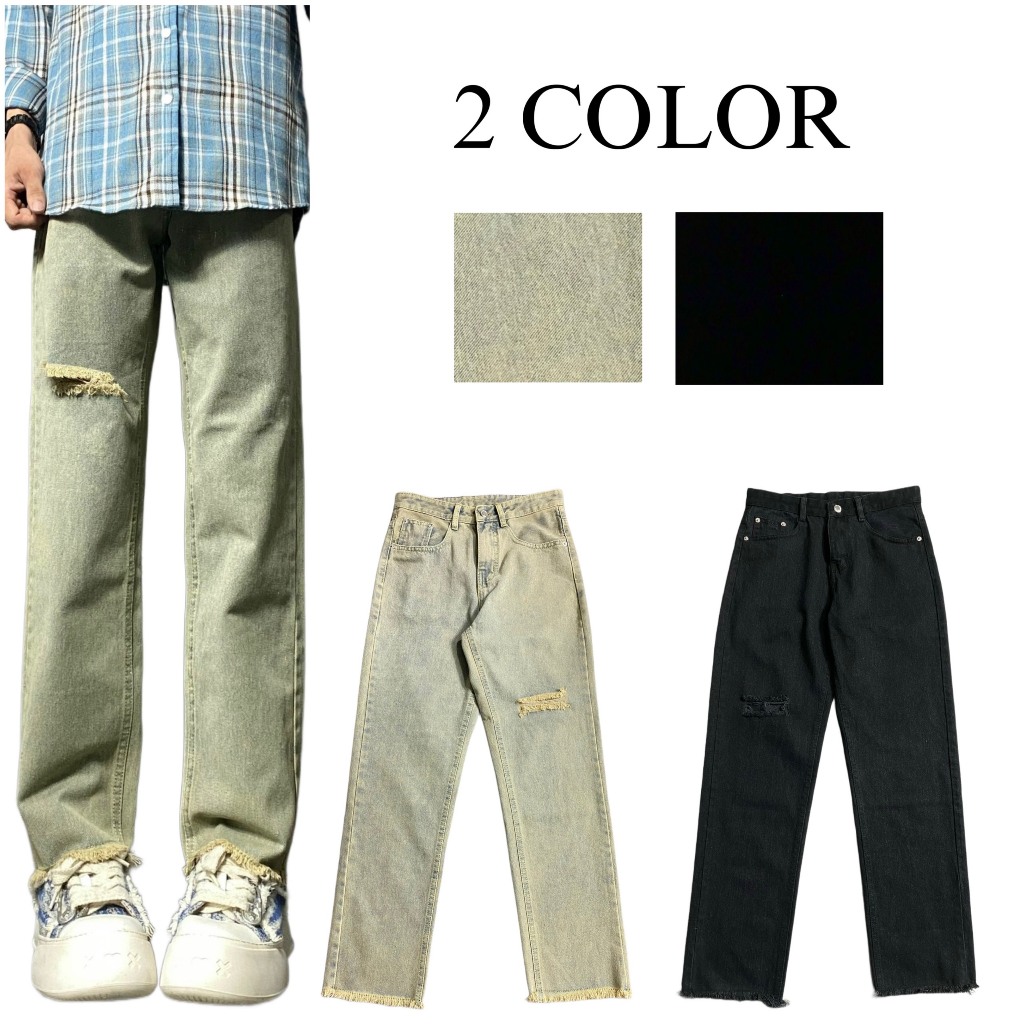 quần jean baggy ống rộng màu rêu bạc vàng và màu đen hot trend