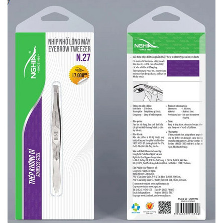 Nhíp nhổ lông mày Kềm Nghĩa N.27, Nhíp nghĩa N27