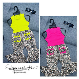 2 màu set áo croptop quần loe beo cực hot cho bé