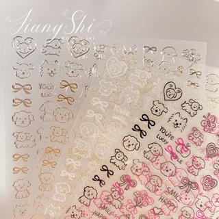 Sticker Vẽ Line Cún Mèo Hottrend Siêu Cute, Sắc Nét, Tráng Gương Sẵn - Trang Trí Móng Nail
