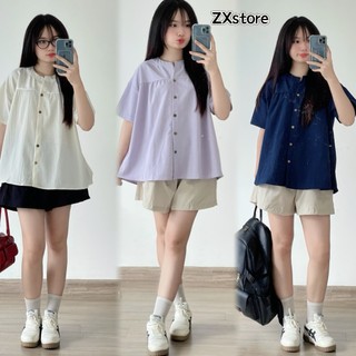 Set áo babydoll cổ tàu kèm quần sooc siêu xinh -ZXstore