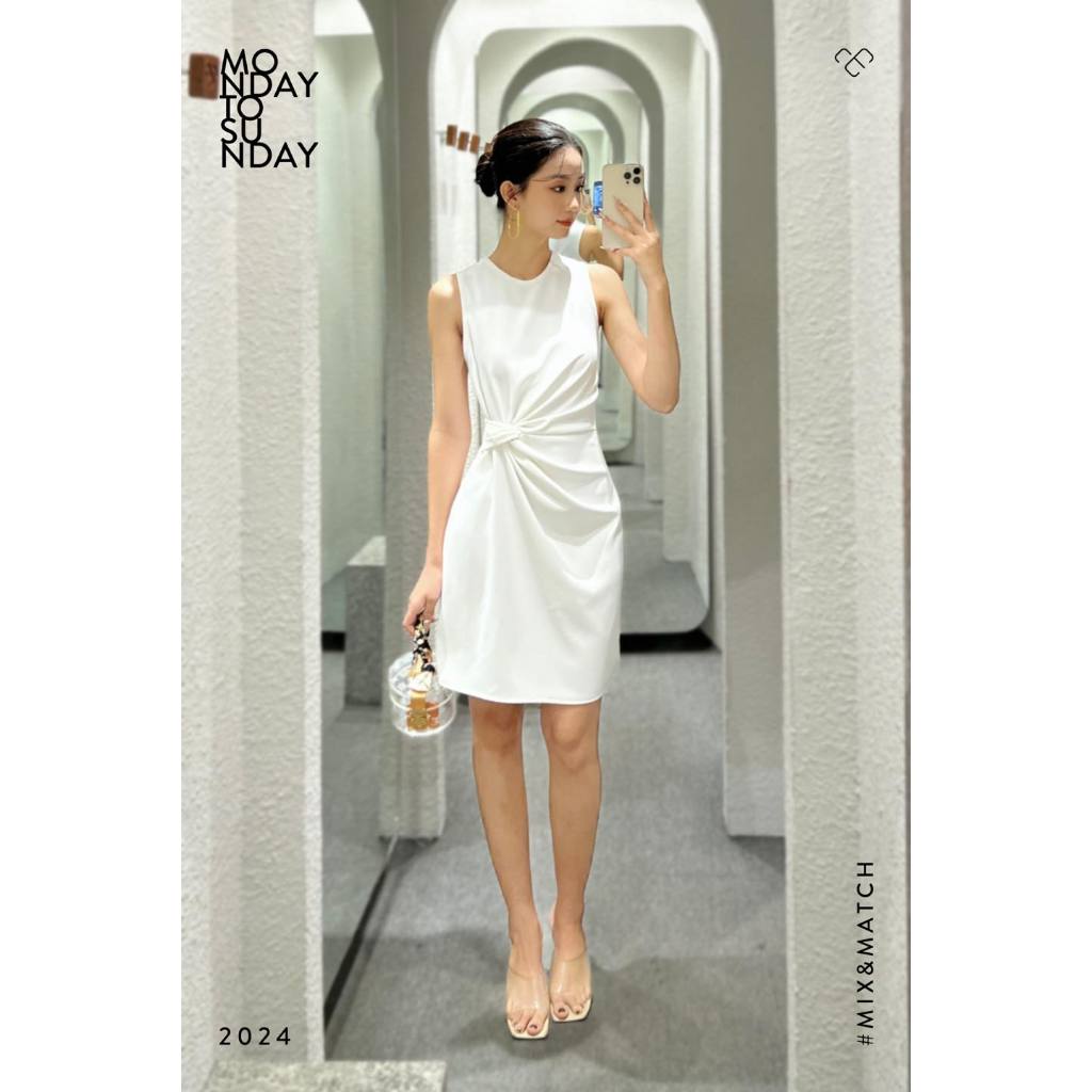 Đầm sát nách xoắn eo 1 bên - Everluxe