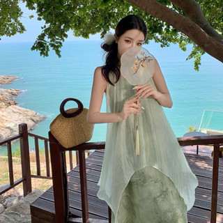 Đầm midi voan cổ phong