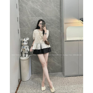Áo sơ mi peplum pha ren 5798 QC