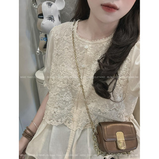 Áo sơ mi peplum pha ren 5798 QC