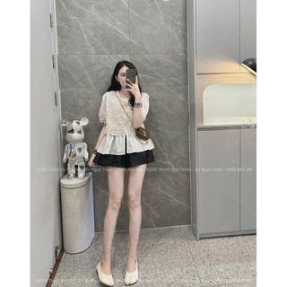 Áo sơ mi peplum pha ren 5798 QC