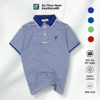 Áo thun nam có cổ sọc ngang kẻ nhỏ EAGLE cao cấp KENSTORE89 ATV194