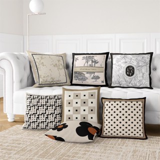 Gối tựa lưng sofa, phòng khách họa tiết LUCKY ĐEN TRẮNG chất liệu nhung lông đào mềm mại kích thước 45x45cm