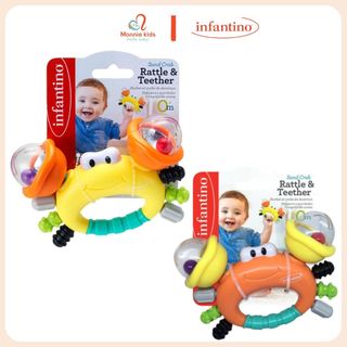 Đồ chơi xúc xắc gặm nướu cho bé Infantino cua biển, lúc lắc cao cấp an toàn 3m+, Monnie Kids