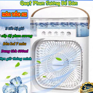 Quạt đá điều hòa hơi nước mini để bàn , quạt điều hòa mini phun sương có khay chứa đá 600ml