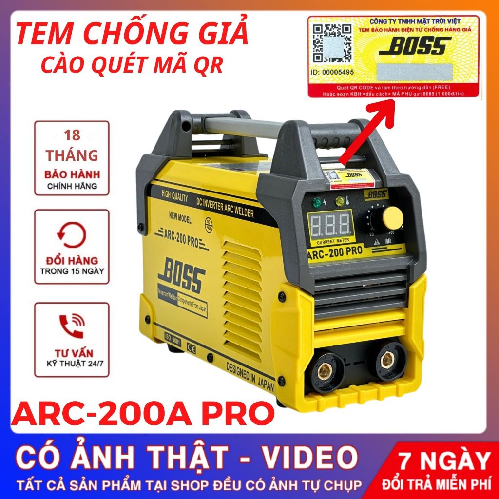 Máy hàn Boss ARC200 PRO, sản phẩm hàng cao cấp, máy hàn điện tử boss 200a, máy hàn mini chính hãng -