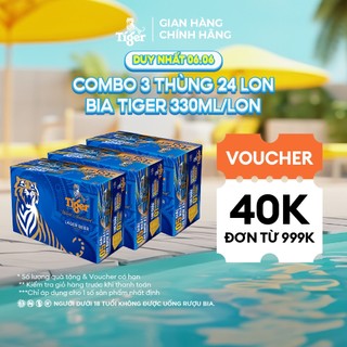 Nồng độ cồn 5% - Combo 3 Thùng 24 Lon Bia Tiger 330ml/Lon -Trúng BMW X3