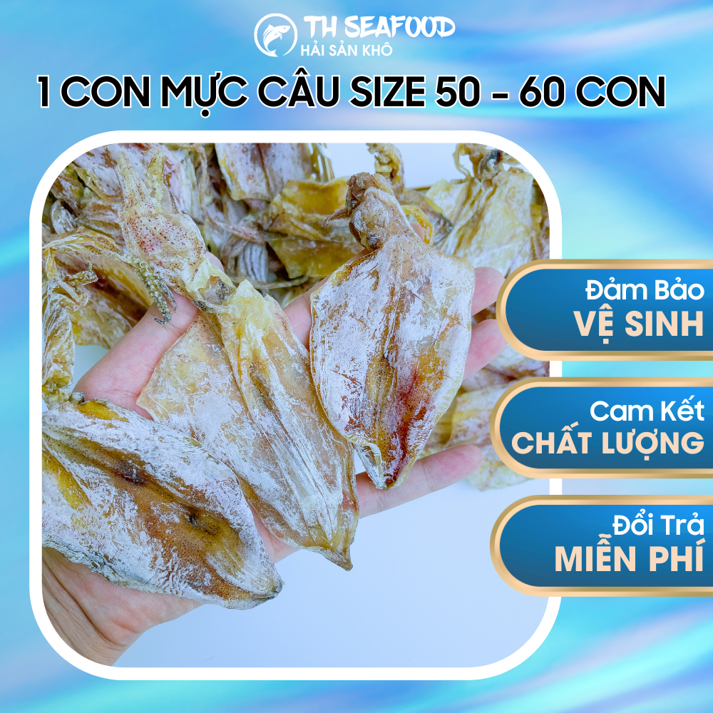 Mực khô nguyên con loại 1, Khô mực câu tay, mình dày, thịt ngọt size 50 - 60 con/1kg [PL 1con] - đặc