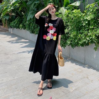 Đầm maxi rộng váy suông dài rộng bigsize đuôi cá họa tiết xinh thời trang