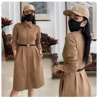 ( HÀNG QUẢNG CHÂU CAO CẤP) VÁY ĐẦM CỔ SƠ MI VIỀN BBR DÁNG XÒE XINH XẮN ( CC050624420 )