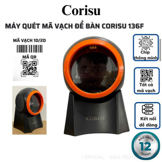 Máy quét mã vạch đa tia corisu để bàn 136f công nghệ cmos mới - máy đọc mã vạch đa tia để bàn