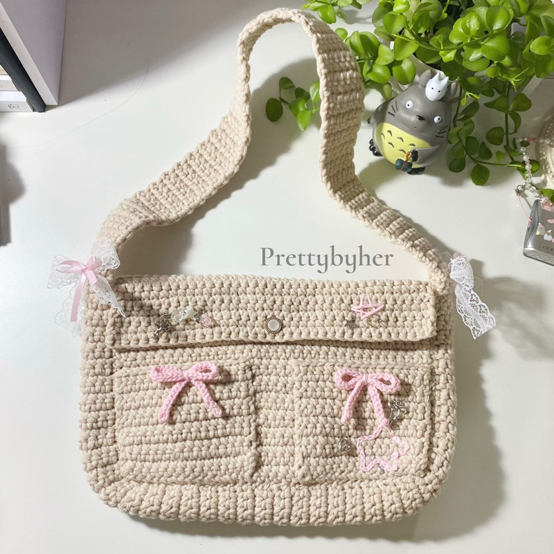 𝐌𝐞𝐬𝐬𝐞𝐧𝐠𝐞𝐫 𝐁𝐚𝐠  🐰ྀི | Túi xách len móc phong cách y2k/coquette/fairycore [HCM]