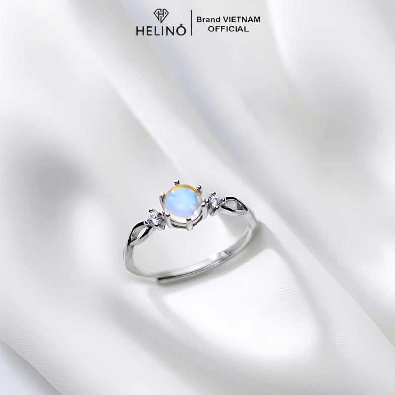 Nhẫn bạc nữ HELINO đính đá moonstone sang trọng, phụ kiện trang sức lấp lánh N20